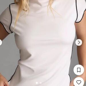 Anthropologie Ivory Tee with Black Trim